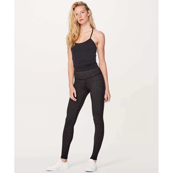lululemon athletica Pants - Lululemon Wunder Under Hi-Rise Tight 28 Heathered Herringbone Black Leggings 14